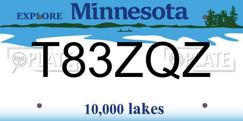 T83ZQZ Minnesota License Plate