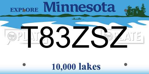 T83ZSZ Minnesota License Plate