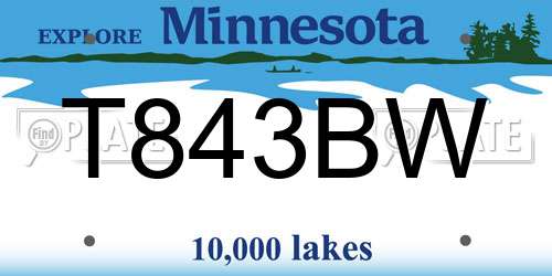 T843BW Minnesota License Plate
