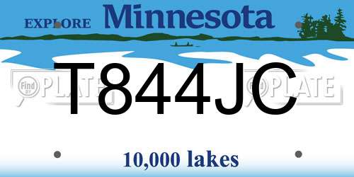 T844JC Minnesota License Plate