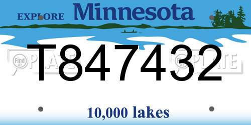 T847432 Minnesota License Plate