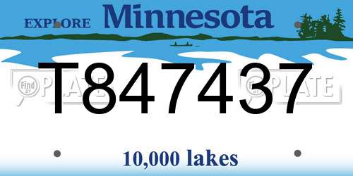 T847437 Minnesota License Plate