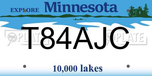 T84AJC Minnesota License Plate