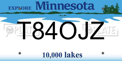 T84OJZ Minnesota License Plate