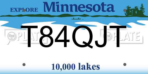 T84QJT Minnesota License Plate