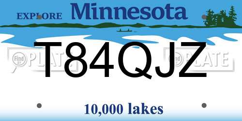 T84QJZ Minnesota License Plate
