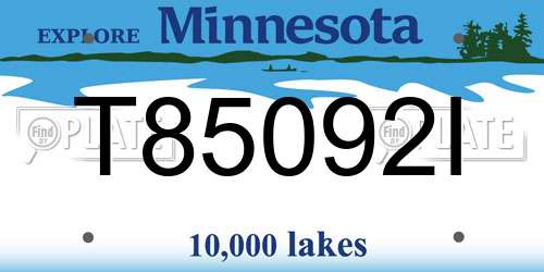 T85092I Minnesota License Plate