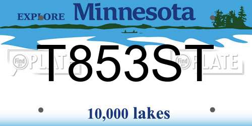 T853ST Minnesota License Plate