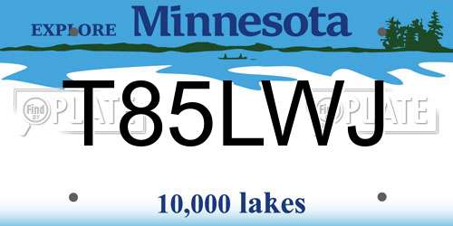 T85LWJ Minnesota License Plate