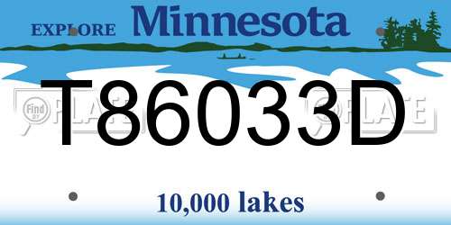 T86033D Minnesota License Plate