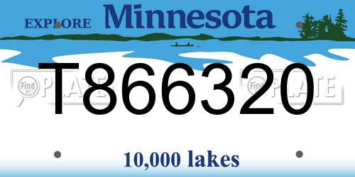 T866320 Minnesota License Plate