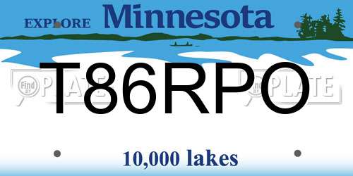 T86RPO Minnesota License Plate