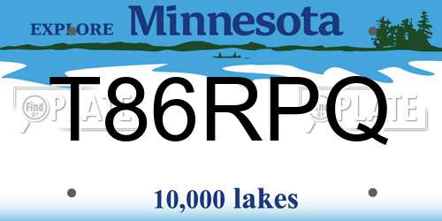 T86RPQ Minnesota License Plate
