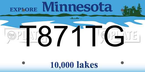 T871TG Minnesota License Plate