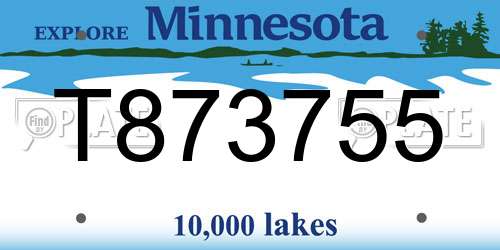 T873755 Minnesota License Plate