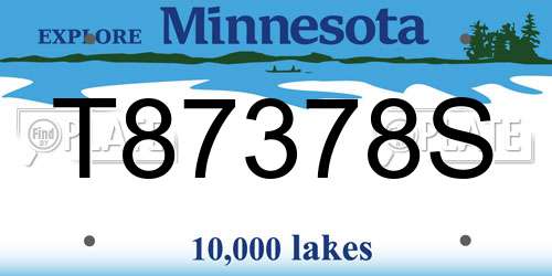 T87378S Minnesota License Plate