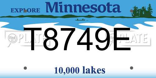 T8749E Minnesota License Plate