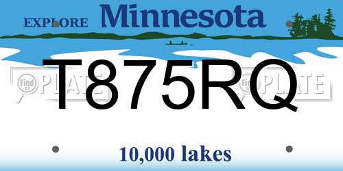 T875RQ Minnesota License Plate