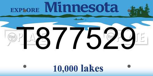 T877529 Minnesota License Plate