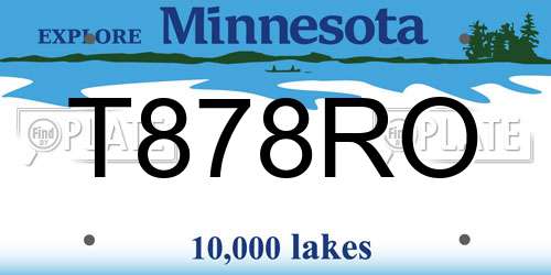 T878RO Minnesota License Plate