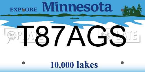 T87AGS Minnesota License Plate