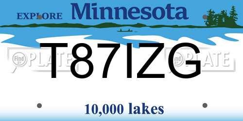 T87IZG Minnesota License Plate