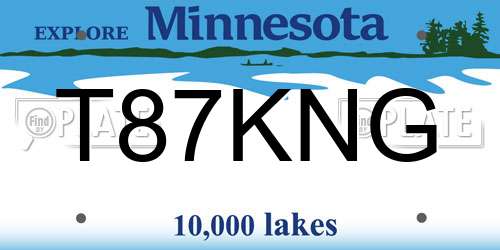 T87KNG Minnesota License Plate
