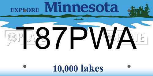 T87PWA Minnesota License Plate