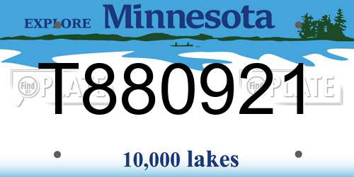 T880921 Minnesota License Plate