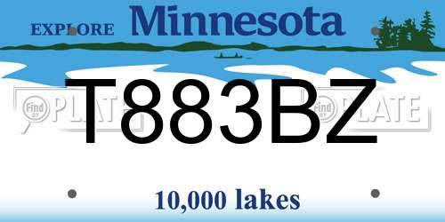 T883BZ Minnesota License Plate