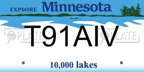 T91AIV Minnesota License Plate