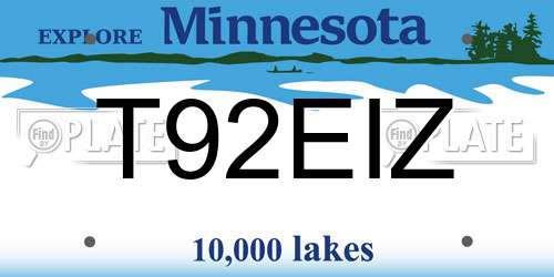 T92EIZ Minnesota License Plate