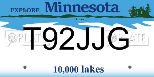 T92JJG Minnesota License Plate