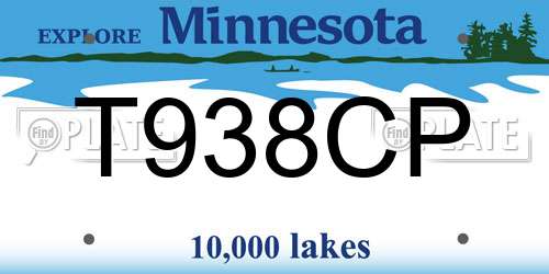 T938CP Minnesota License Plate