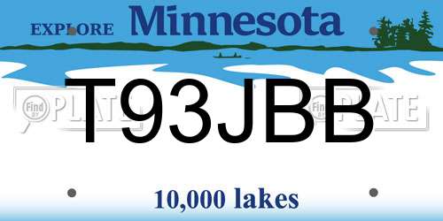 T93JBB Minnesota License Plate