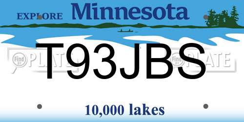 T93JBS Minnesota License Plate