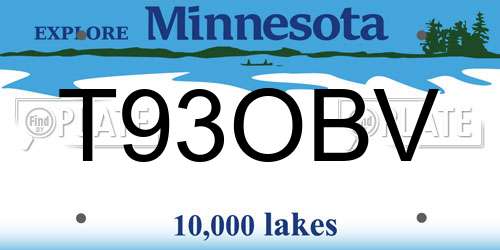 T93OBV Minnesota License Plate