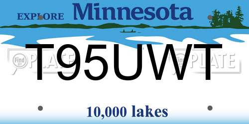 T95UWT Minnesota License Plate