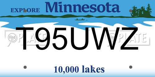 T95UWZ Minnesota License Plate