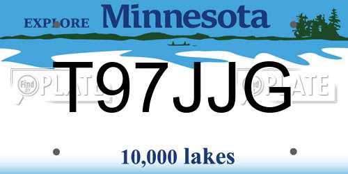 T97JJG Minnesota License Plate