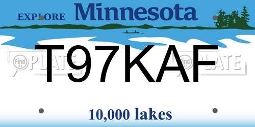 T97KAF Minnesota License Plate