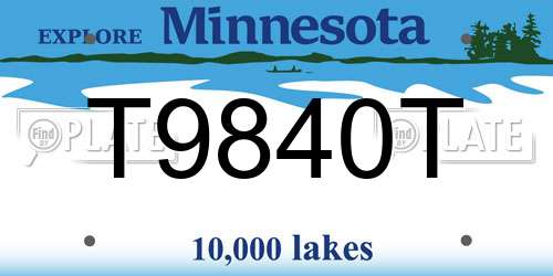 T9840T Minnesota License Plate
