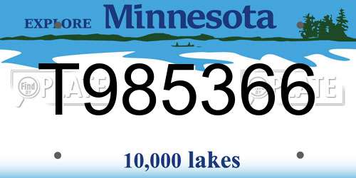 T985366 Minnesota License Plate