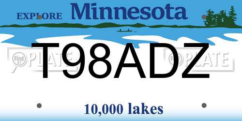 T98ADZ Minnesota License Plate