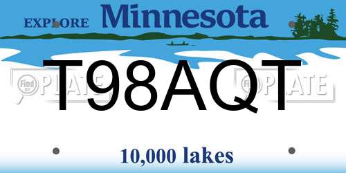 T98AQT Minnesota License Plate