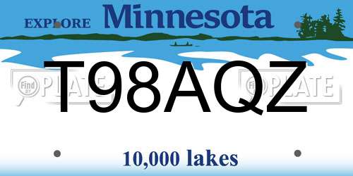 T98AQZ Minnesota License Plate