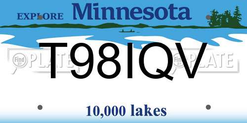 T98IQV Minnesota License Plate