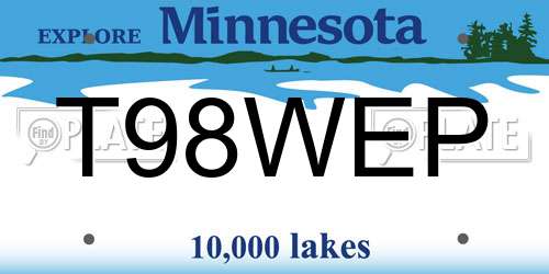 T98WEP Minnesota License Plate