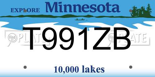 T991ZB Minnesota License Plate