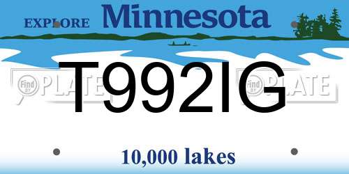 T992IG Minnesota License Plate